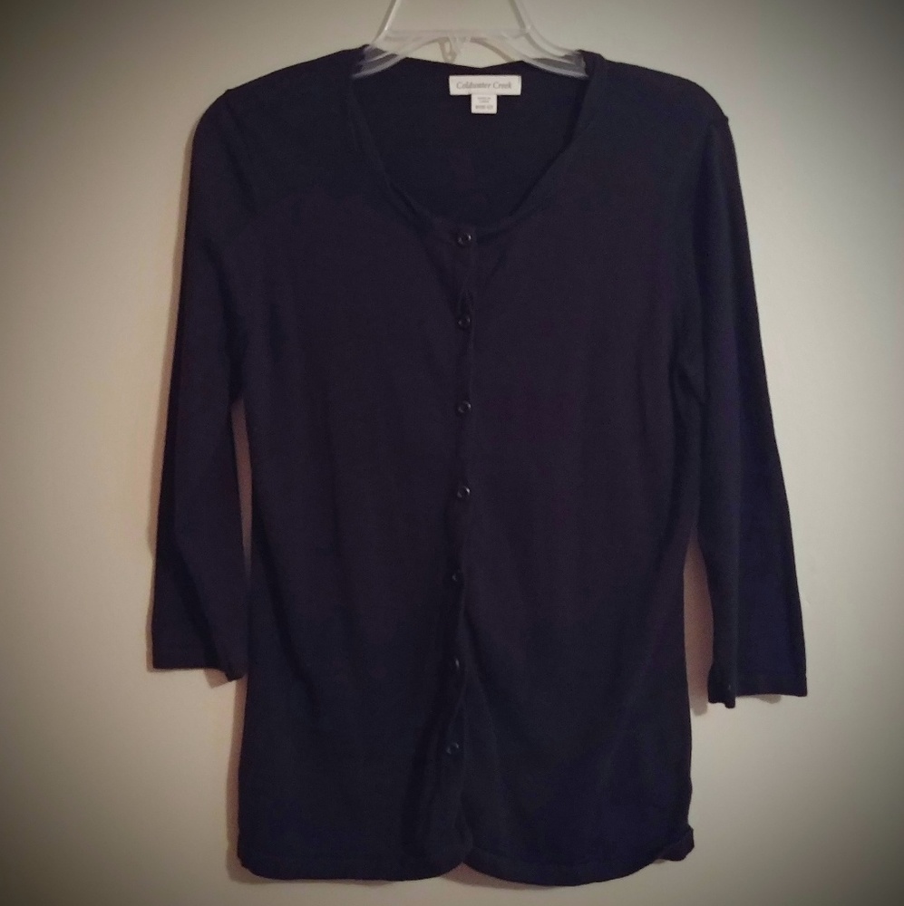 Basic Black Button-front Cardigan